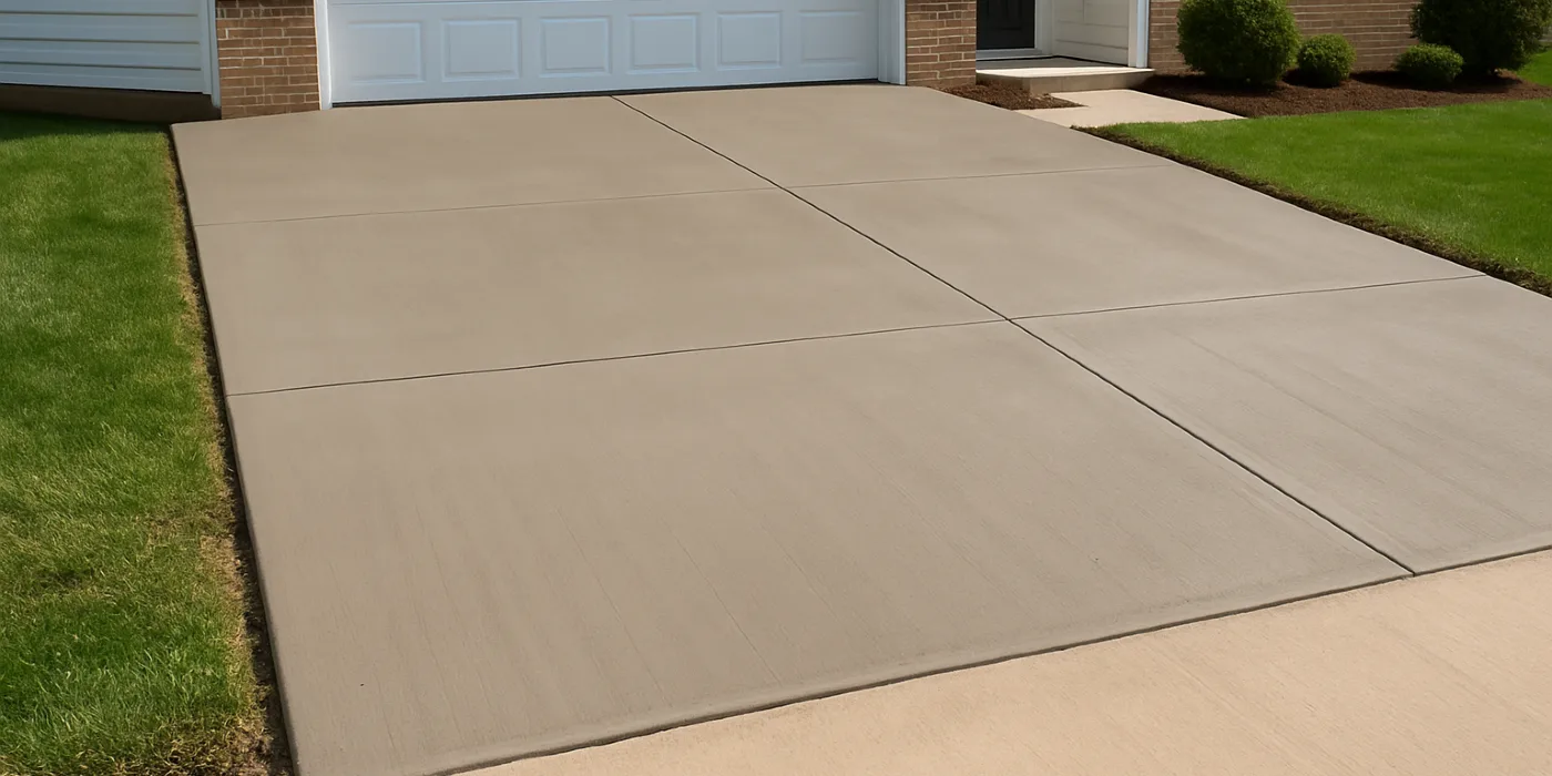 a brand new concrete driveway from Concrete King Dallas in Dallas, TX - Concrete Garage Floors