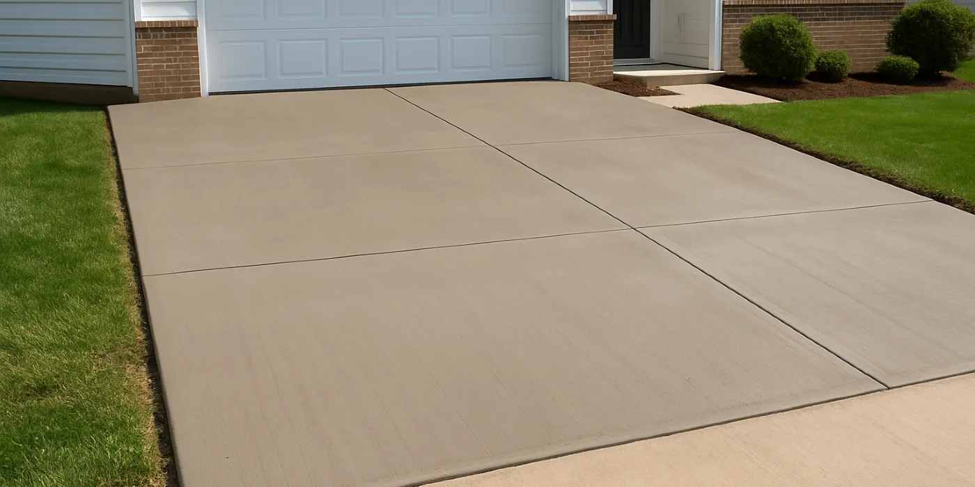 a brand new concrete driveway from Concrete King Dallas in Dallas, TX - Concrete Garage Floors